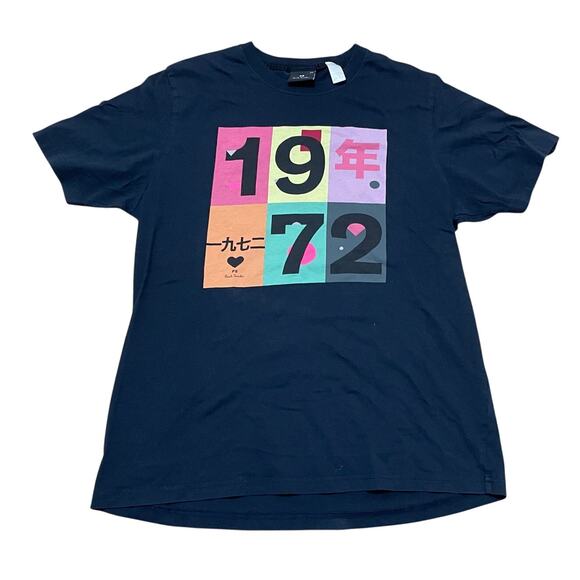 Paul Smith Women's XXL Black Organic Cotton 1972 Print Retro‎ Graphic T-shirt - Picture 1 of 5